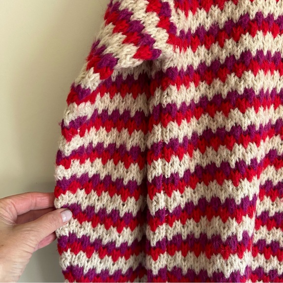 Rebecca Minkoff Red Stripe Chunky Knit Wool Blend Sweater Size Med - Picture 12 of 16